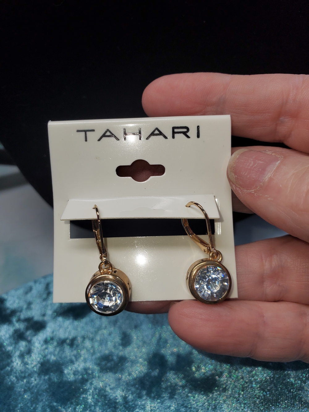 Tahari Gold-Tone Crystal Drop Earrings - Clear